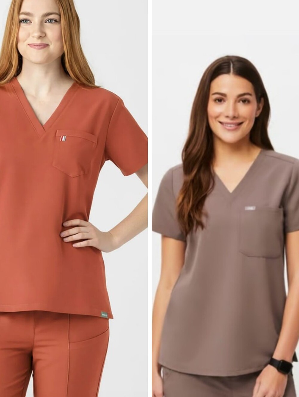 Figs V-Neck Top Lot Of Two Terracotta and Clay Taupe Size XS
